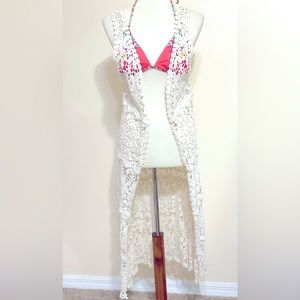 Landry Midi Floral Crochet Coverup ivory OS